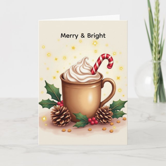Merry & Bright Christmas Coffee Card (Front)