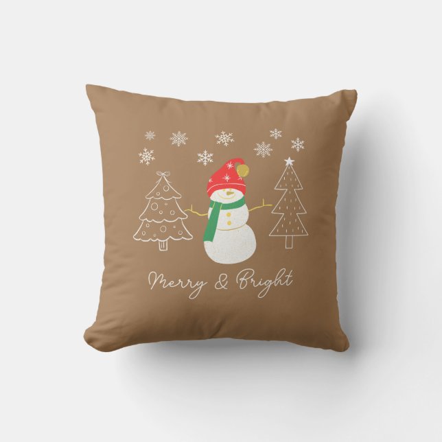 Merry & Bright Christmas Cushion (Front)