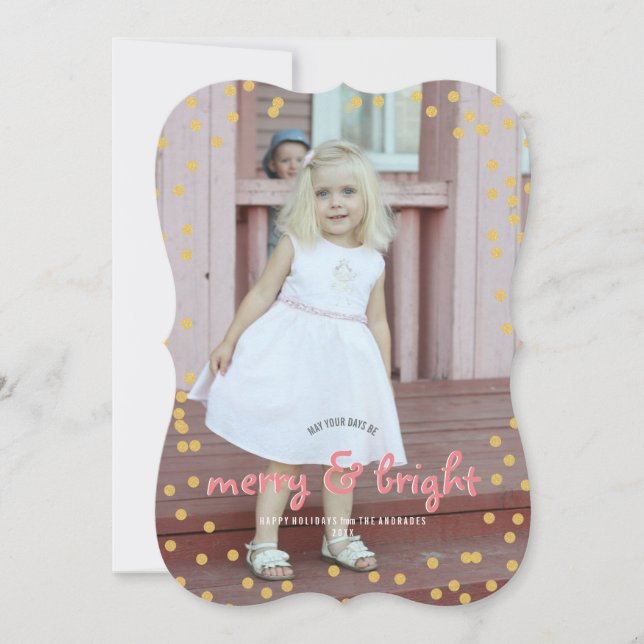 Merry Bright Christmas Cute Custom Holiday Photo Card (Front)