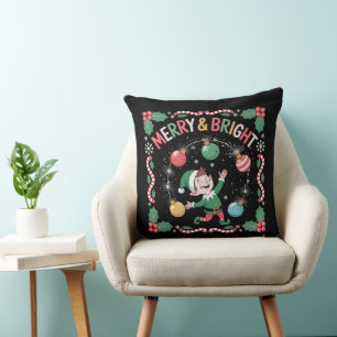  Merry & Bright Christmas Elf   Cute Holiday  Cushion