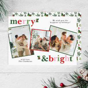 Merry & Bright Christmas Fun Family Holiday Card