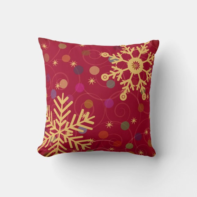 Merry & Bright Christmas Holiday Snowflake Bendel Cushion (Front)