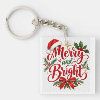 Merry & Bright Christmas Key Ring