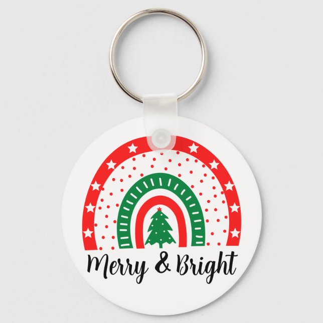 Merry & Bright Christmas  Key Ring (Front)