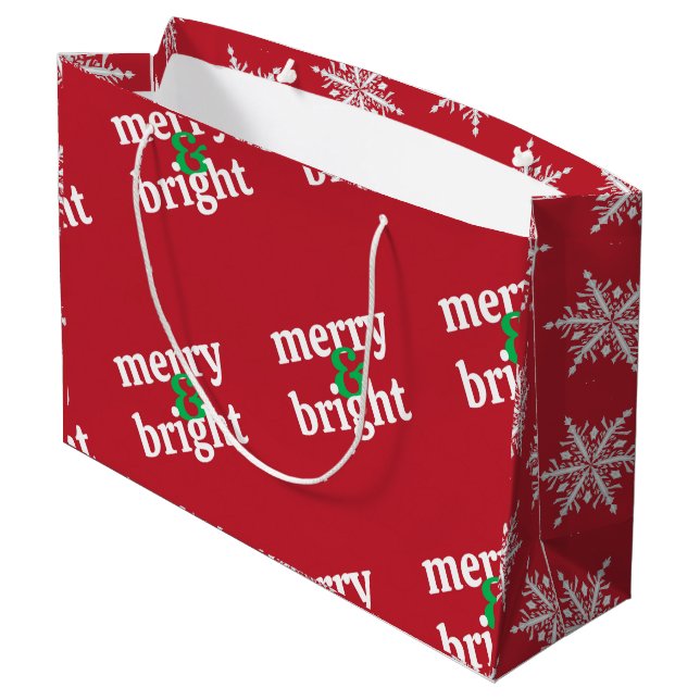 "Merry & Bright" Christmas Large Gift Bag (Back Angled)