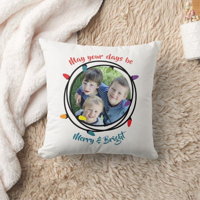 Merry & Bright Christmas Lights Cushion (Blanket)