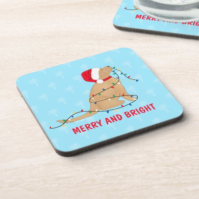 Merry Bright Christmas Lights Dog Coaster Set (Left Side)