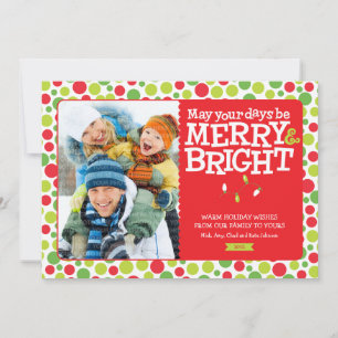 Merry & Bright Christmas Lights Dots Holiday Photo Card