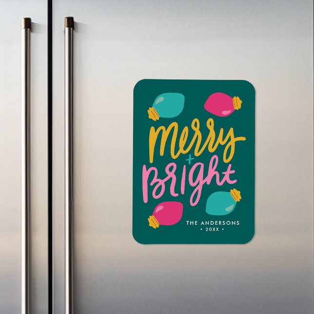 Merry & Bright Christmas Lights Non-Photo Holiday Magnet (Creator Uploaded)
