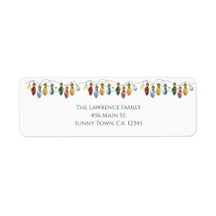 Merry & Bright Christmas Lights Return Address Label