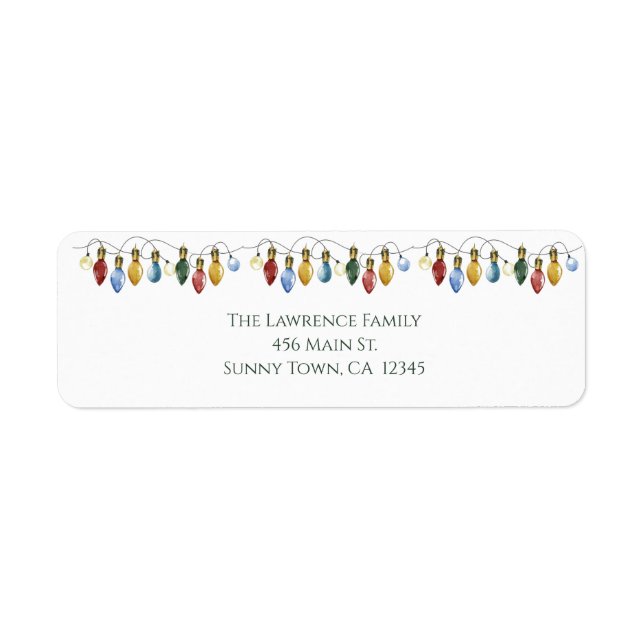 Merry & Bright Christmas Lights Return Address  Label (Front)
