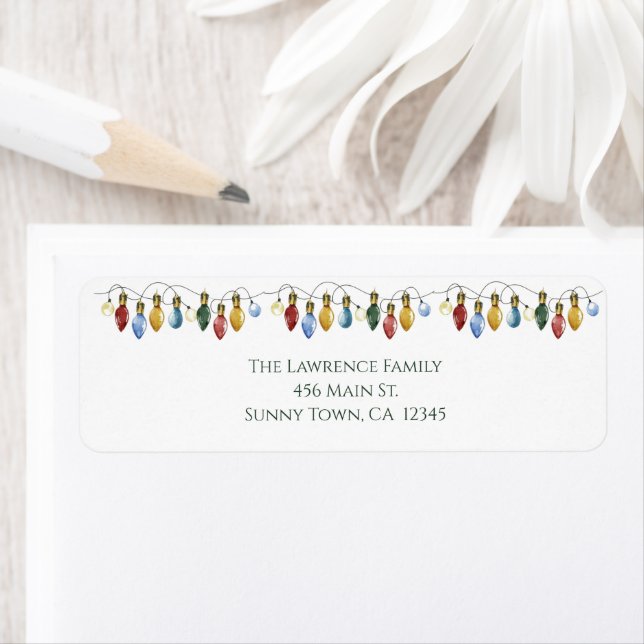 Merry & Bright Christmas Lights Return Address Return Address Label (Insitu)