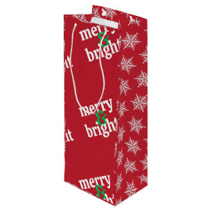 "Merry & Bright" Christmas Medium Wine Gift Bag