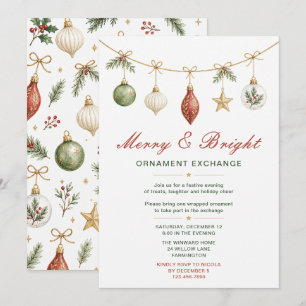 Merry & Bright Christmas Ornament Exchange Invitation