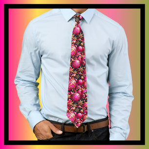 Merry Bright Christmas Ornaments Snowflakes Stars Tie