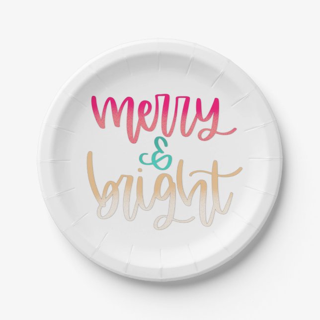 Merry & Bright Christmas Paper Plates (Front)