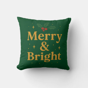 Merry & Bright Christmas Quote Cushion
