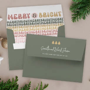 Merry & Bright Christmas Retro Colourful Groovy Fu Envelope