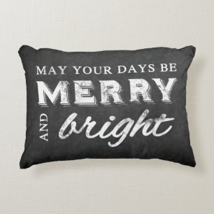 Merry & Bright - Christmas Rustic Chalkboard Decorative Cushion