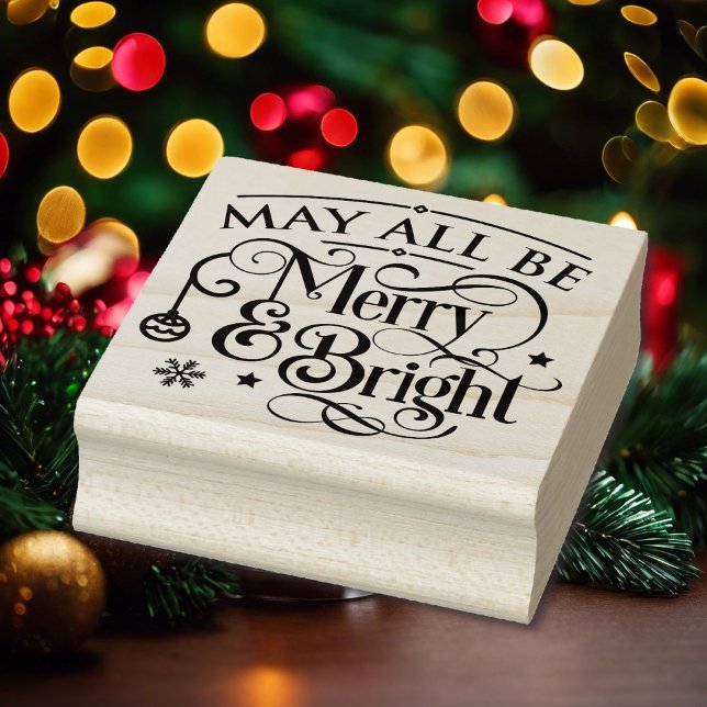 Merry & Bright Christmas Scrapbook Rubber Stamp (Creator Uploaded)