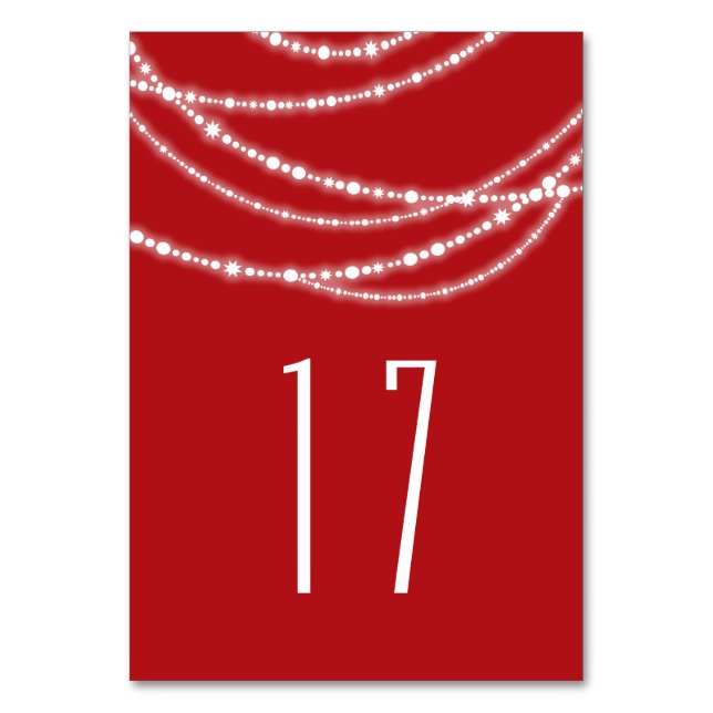 Merry & Bright Christmas Sparkling Lights Holiday Table Number (Front)