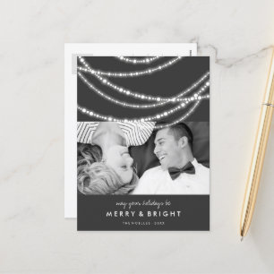 Merry & Bright Christmas Sparkling Lights Photo Holiday Postcard
