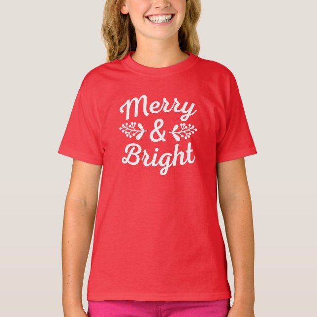 Merry & Bright Christmas T-Shirt (Front)