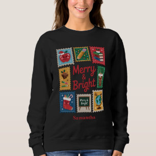 Merry & Bright Christmas Teacher Collage Black Sweatshirt