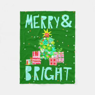 Merry & Bright Christmas Tree Fleece Blanket