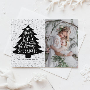 Merry & Bright Christmas Tree   Holiday Photo Card
