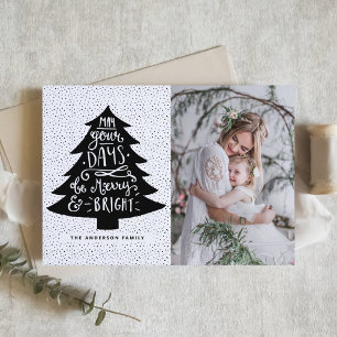 Merry & Bright Christmas Tree   Holiday Photo Card