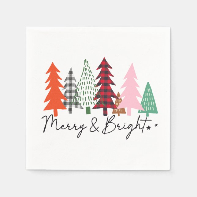 Merry & Bright Christmas trees Napkins (Front)