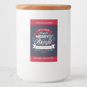 Merry & Bright Christmas Typography Custom Banner Food Label