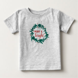 Merry & Bright Christmas Wreath Kid Baby T-Shirt