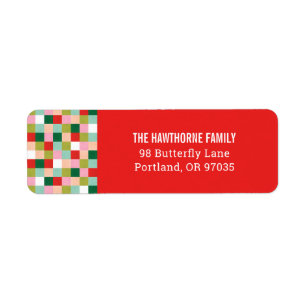 Merry & Bright Color Blocks Return Address Label