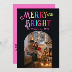 Merry & Bright Colorful Christmas Photo Holiday Card