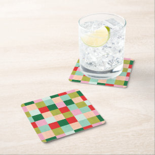 Merry & Bright Colour Block Square Paper Coaster