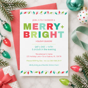 Merry & Bright Colourful Christmas Party Invitation