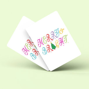 Merry & Bright Colourful Christmas Tree Festive Playing Cards