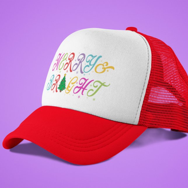 Merry & Bright Colourful Christmas Tree Women's Trucker Hat (Creator Uploaded)
