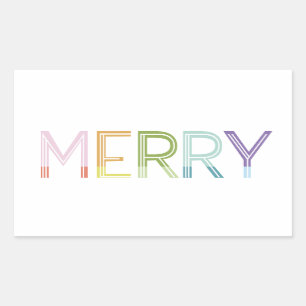 Merry bright colourful fun colour block sticker