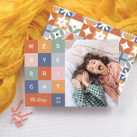 Merry & Bright Colourful Modern Christmas Photo Holiday Card<br><div class="desc">Celebrate the season in style with our “Merry & Bright” photo card, a bold and vibrant design perfect for those who love a fun, modern twist on tradition. Featuring colourful squares in orange, yellow, green, pink, and blue, each letter of “merry & bright” pops inside its own vibrant block. Below,...</div>