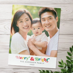 Merry & bright colourful retro font photo jigsaw puzzle