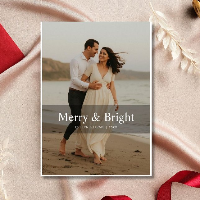 Merry & Bright Couple Holiday Celebration card (Creator Uploaded)