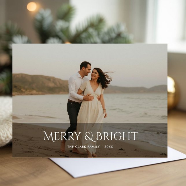 Merry & Bright Couple Winter Christmas Holiday Card (Creator Uploaded)