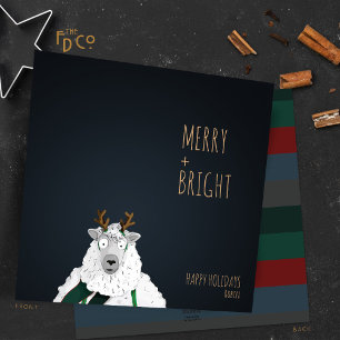 “Merry + Bright” Crazy Cute Sheep Holiday Card