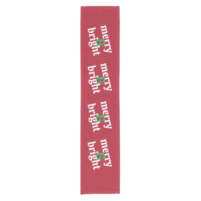 "Merry & Bright" Crimson Red Table Runner (Front)