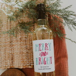 Merry & Bright | Custom Christmas Wine Label<br><div class="desc">Customise these festive holiday wine labels with two lines of custom text to create a perfect hostess gift or personalised touch to your Christmas dinner spread. Bright and colourful Christmas design features "merry and bright" in vibrant red and aqua lettering.</div>