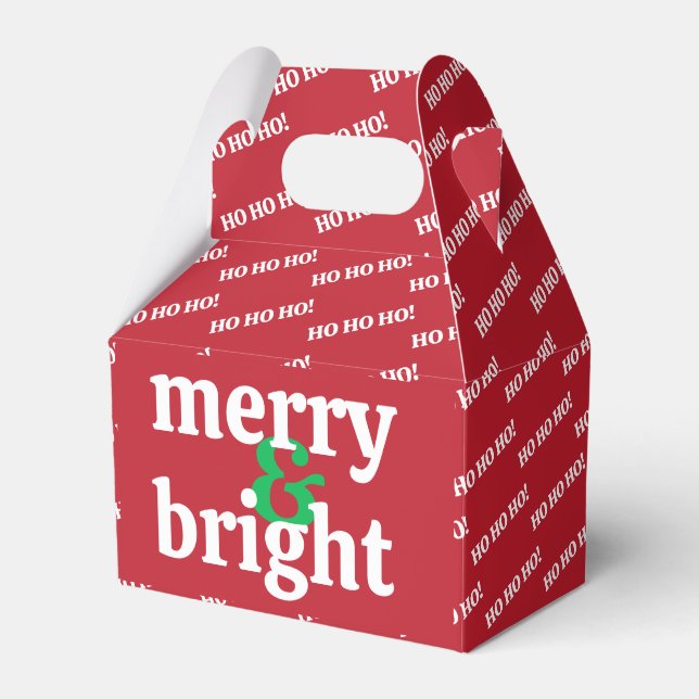 "Merry & Bright" Custom Text Favour Box (Front Side)