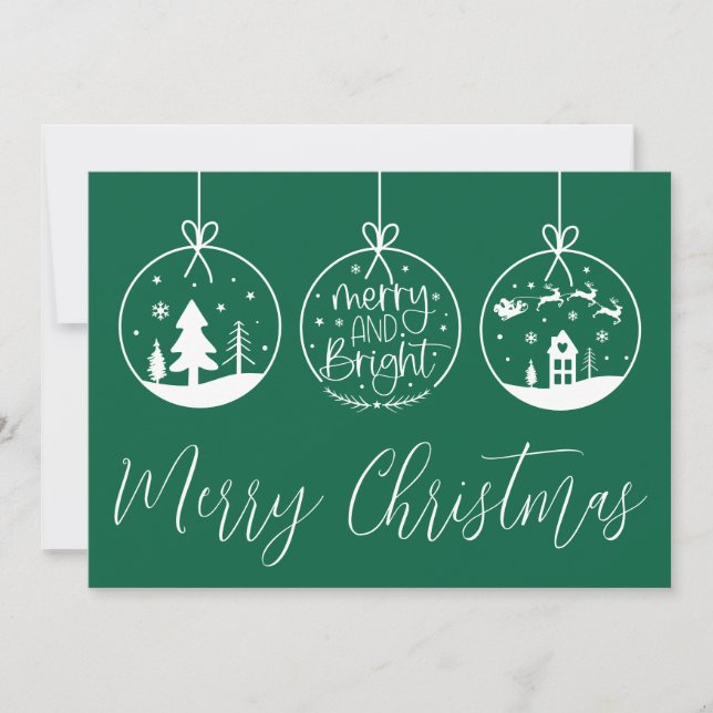 Merry Bright Cute Christmas Holiday Card (Front)
